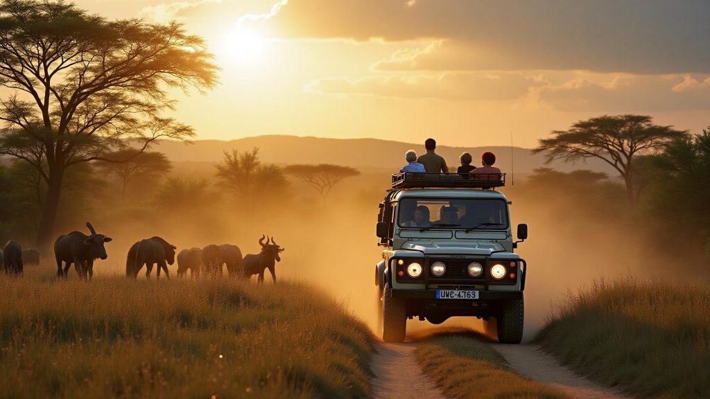 Off the Beaten Paths Safari Adventures in Kenya Safari tour vehicle cruising through remote bush landscapes on an off-the-beaten-path adventure in Kenya